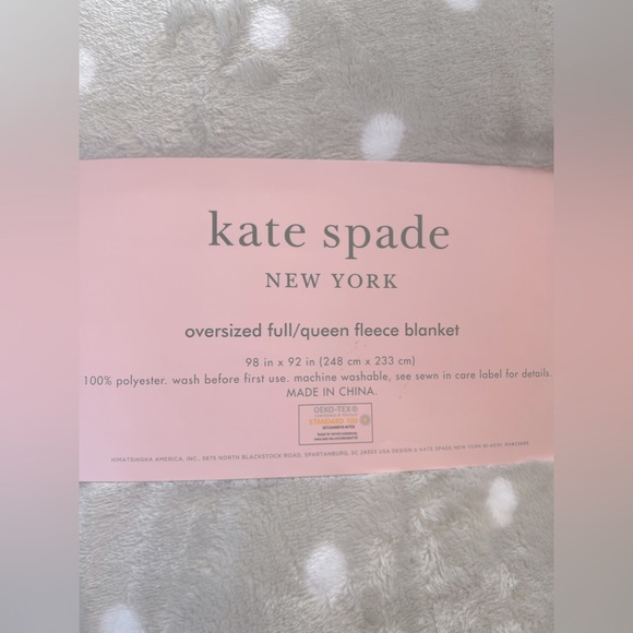 kate spade Bedding Nwt Kate Spade Oversized Fullqueen Fleece Blanket Graywhite Dots Poshmark